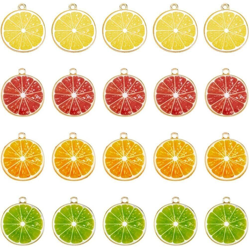 7790 40Pcs Lemon Charms 4 Colors Alloy Fruit Charms Orange Slice Charm Cute